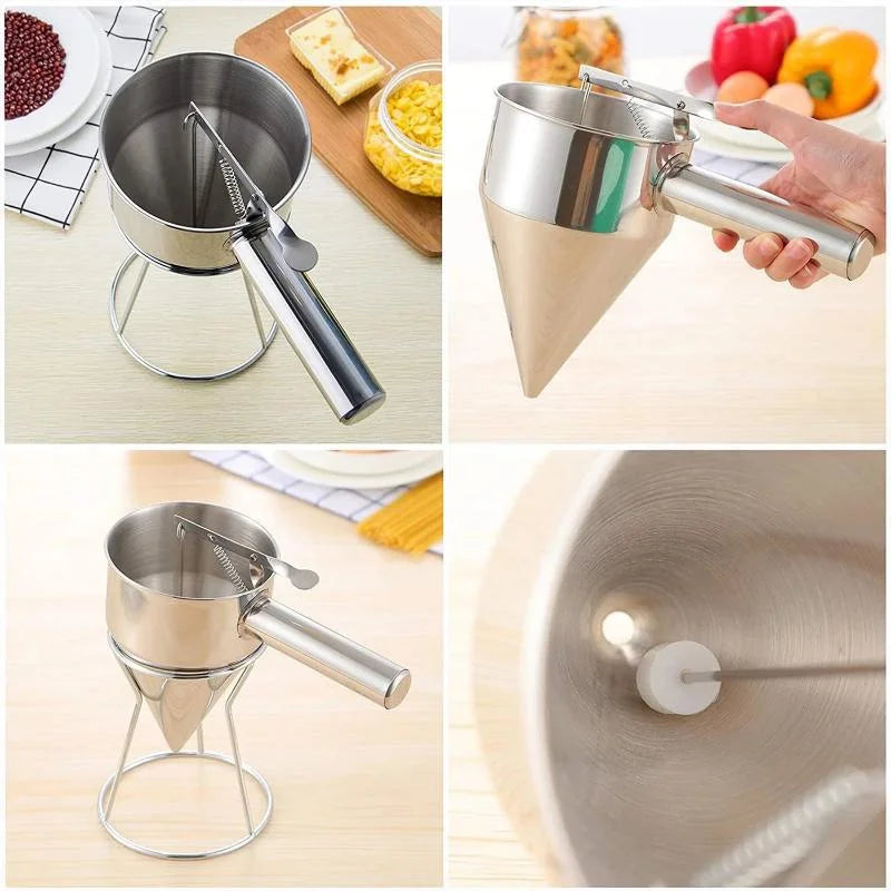 Stainless Steel Batter Dispenser with Stand – 600ml & 1200ml Batter Dispenser Axl