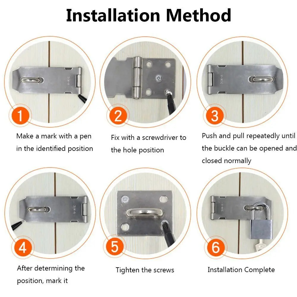 Stainless Steel Padlock Hasp – 90° Right Angle Shed Door Latch Door Security Hasp Axl