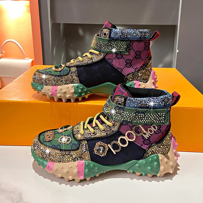 Women's Rhinestone Sneakers – Luxury Diamond Embellished Shoes Fashion Sneakers Axl