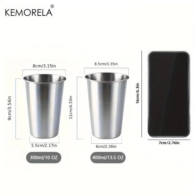 KEMORELA Stackable Stainless Steel Camping Cups 300/400ml | 2-4 Pack Stainless Steel Tumblers Axl