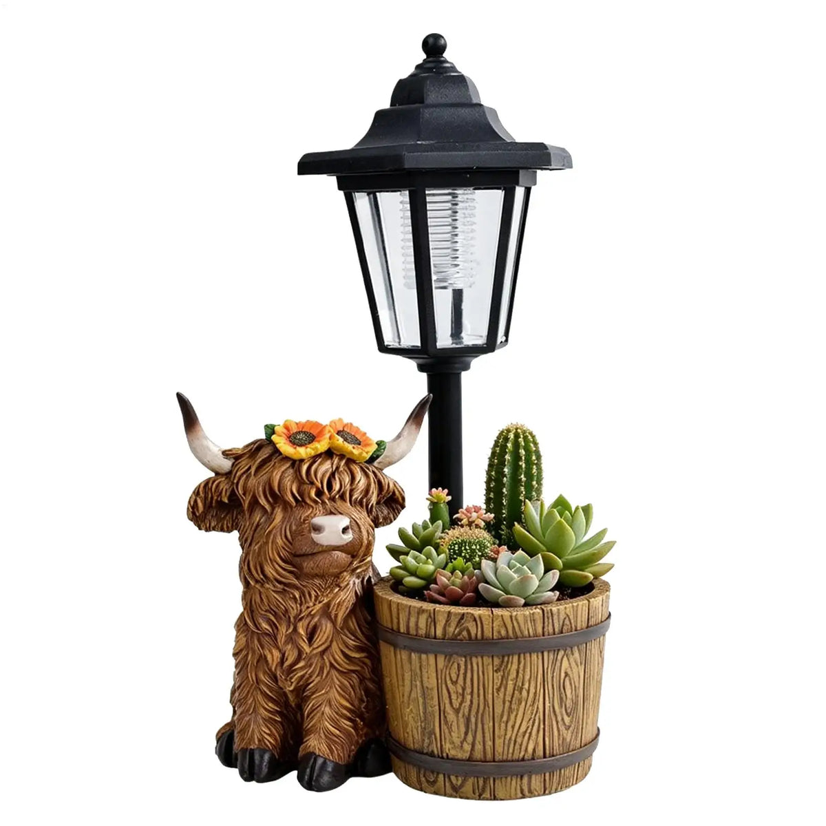 Solar Cow Lantern with Planter – Outdoor Garden Light Statue Solar Garden Lantern Axl Default Title