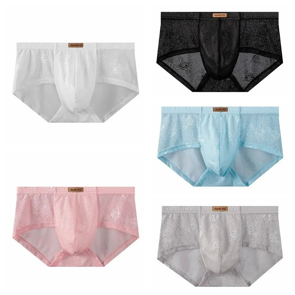 Men's Ice Silk Mesh Briefs – Ultra-Thin Lace Underwear L–4XL Men's Briefs Axl