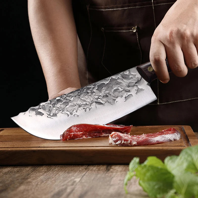 InLeung Forged Stainless Steel Kitchen Cleaver – Wooden Handle Kitchen Cleaver Knife Axl