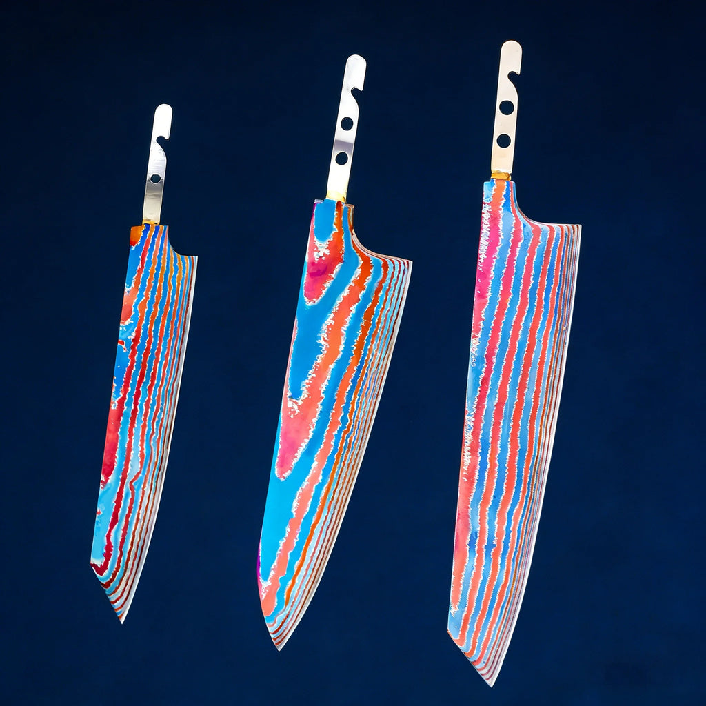 Damascus Titanium Kitchen Knife Blade – DIY Replacement Kitchen Knife Blade Axl