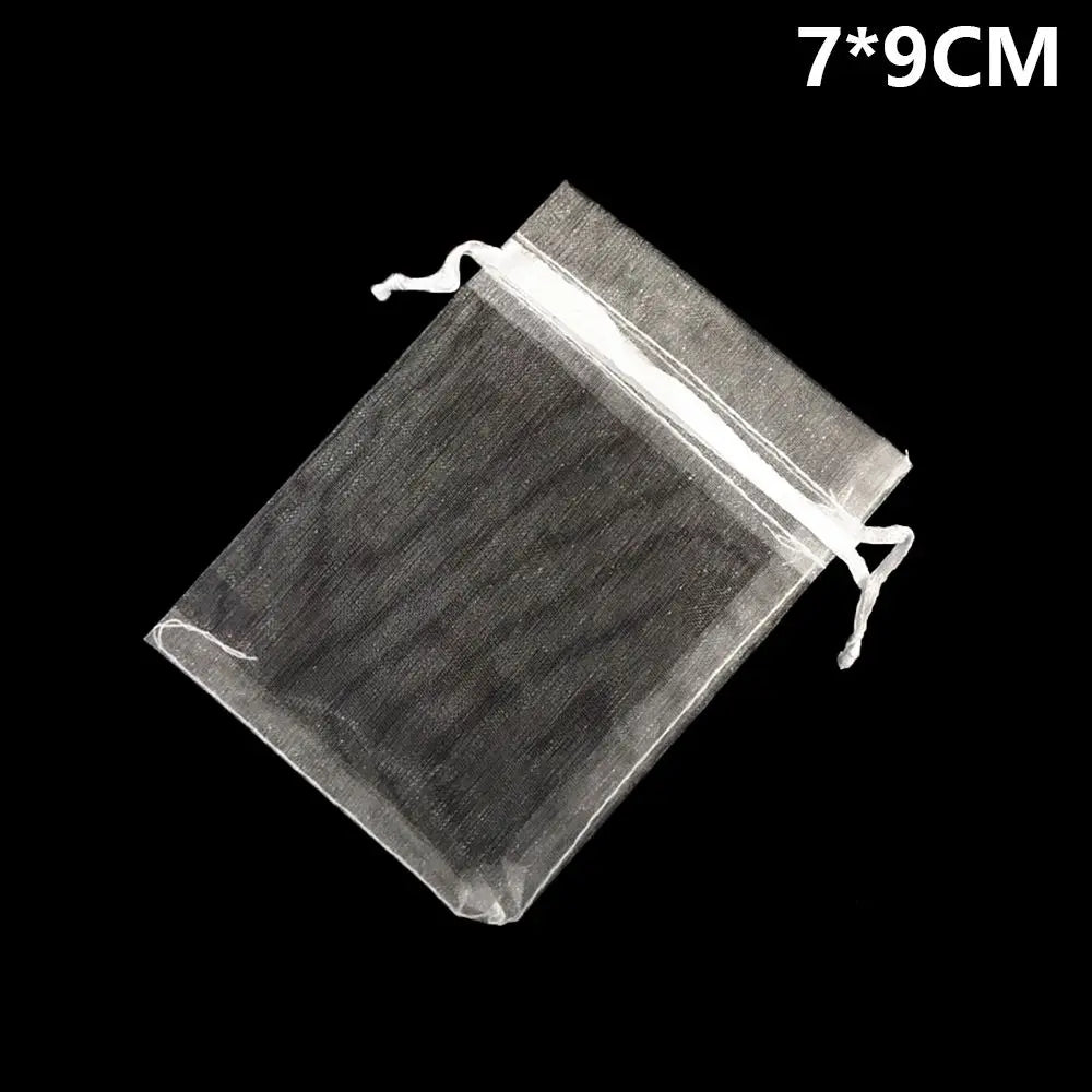 White Organza Drawstring Gift Bags 25/50 Pack – Party Pouches Organza Gift Bags Axl white 7cmx9cm(25PCS)