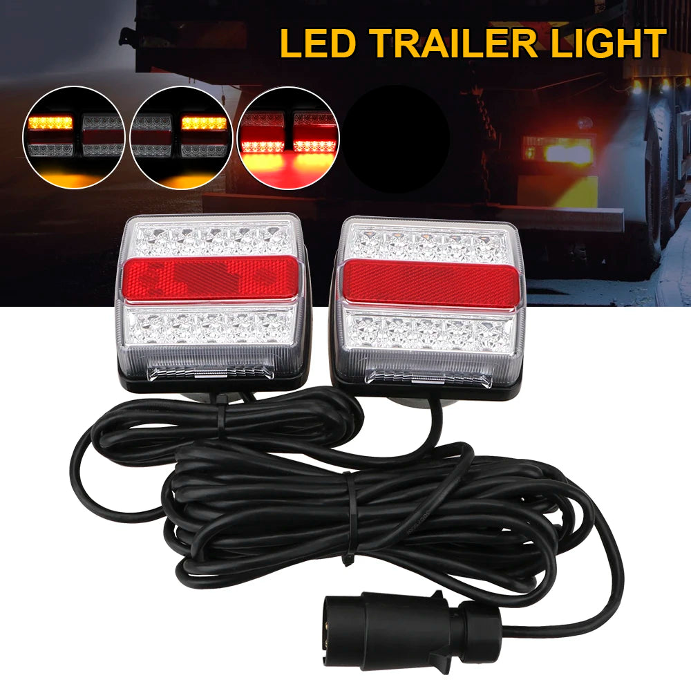 16-LED Magnetic Trailer Tail Lights 12V Combo Set (2-Pack) Trailer Tail Light Axl Yellow Red White