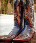 Men's PU Leather Western Cowboy Boots – Zip Mid-Calf Punk Style Men's Cowboy Boots Axl Red 45