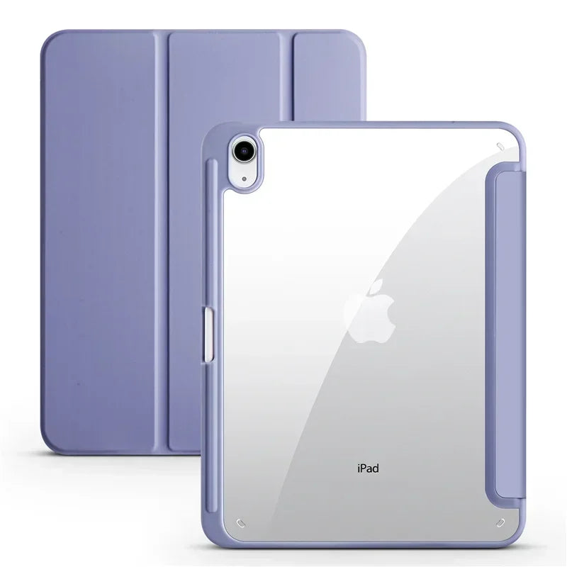 iPad Trifold Leather Case with Pen Holder – 10th 11th Gen Air Tablet Case Axl lavender gray For iPad Pro 10.5