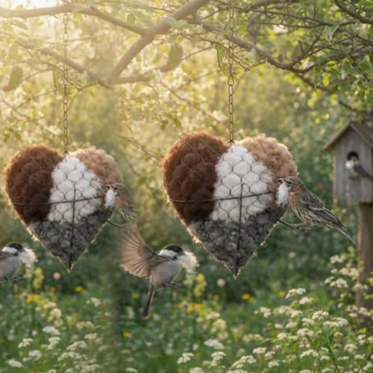 Handmade Cotton Bird Nest Box – Refillable Heart-Shape Hangable Bird Nesting Box Axl