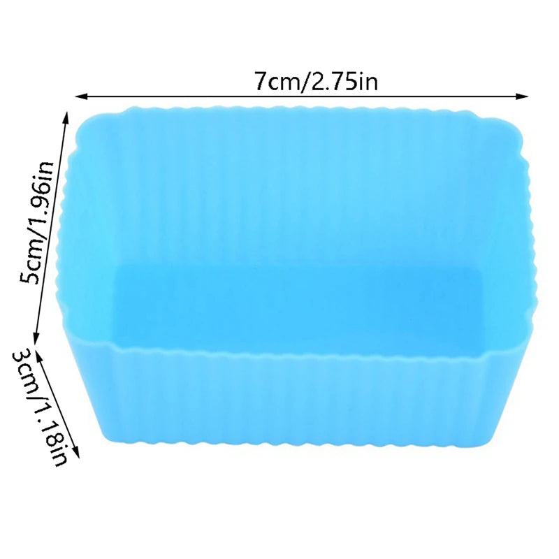 6-Pack Silicone Rectangle Cake Molds – Muffin & Cupcake Liners Silicone Baking Molds Axl