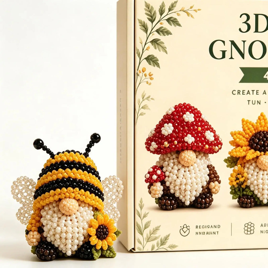 3D Gnome Bead Art Kit – DIY Desk Decor Beading Craft Set DIY Beading Kit Axl