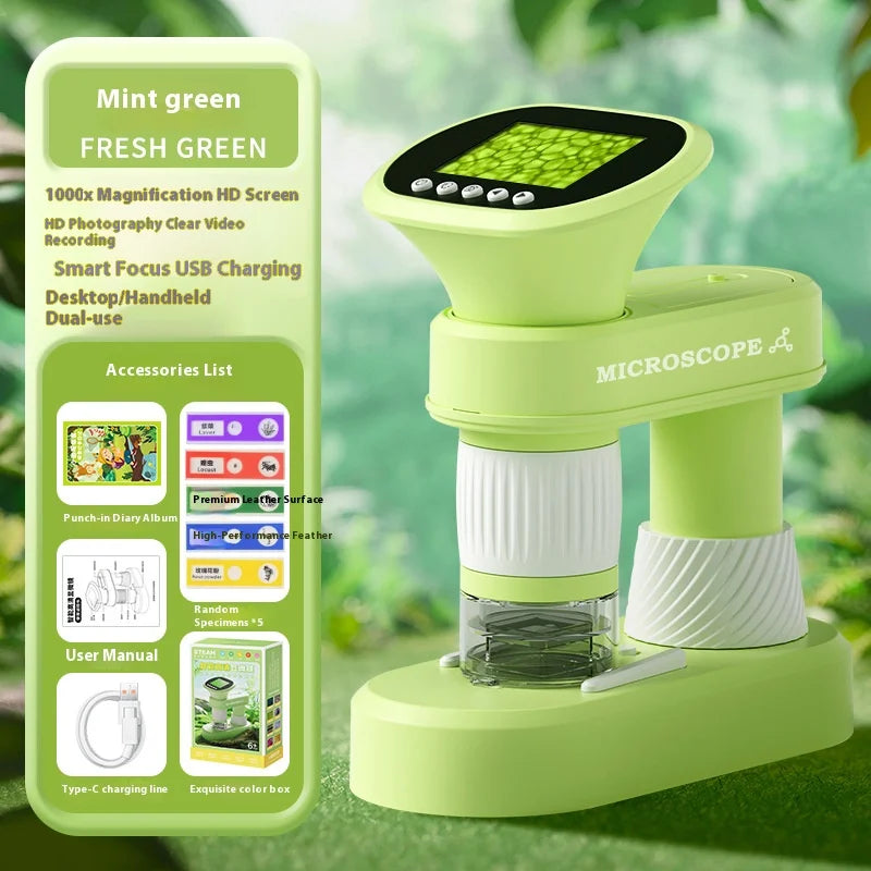 Portable Handheld HD Kids Microscope 500x | Science Kit Kids Science Microscope Axl