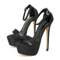Women's Platform High Heel Sandals – Open Toe Buckle Strap Platform Heel Sandals Axl Black 34