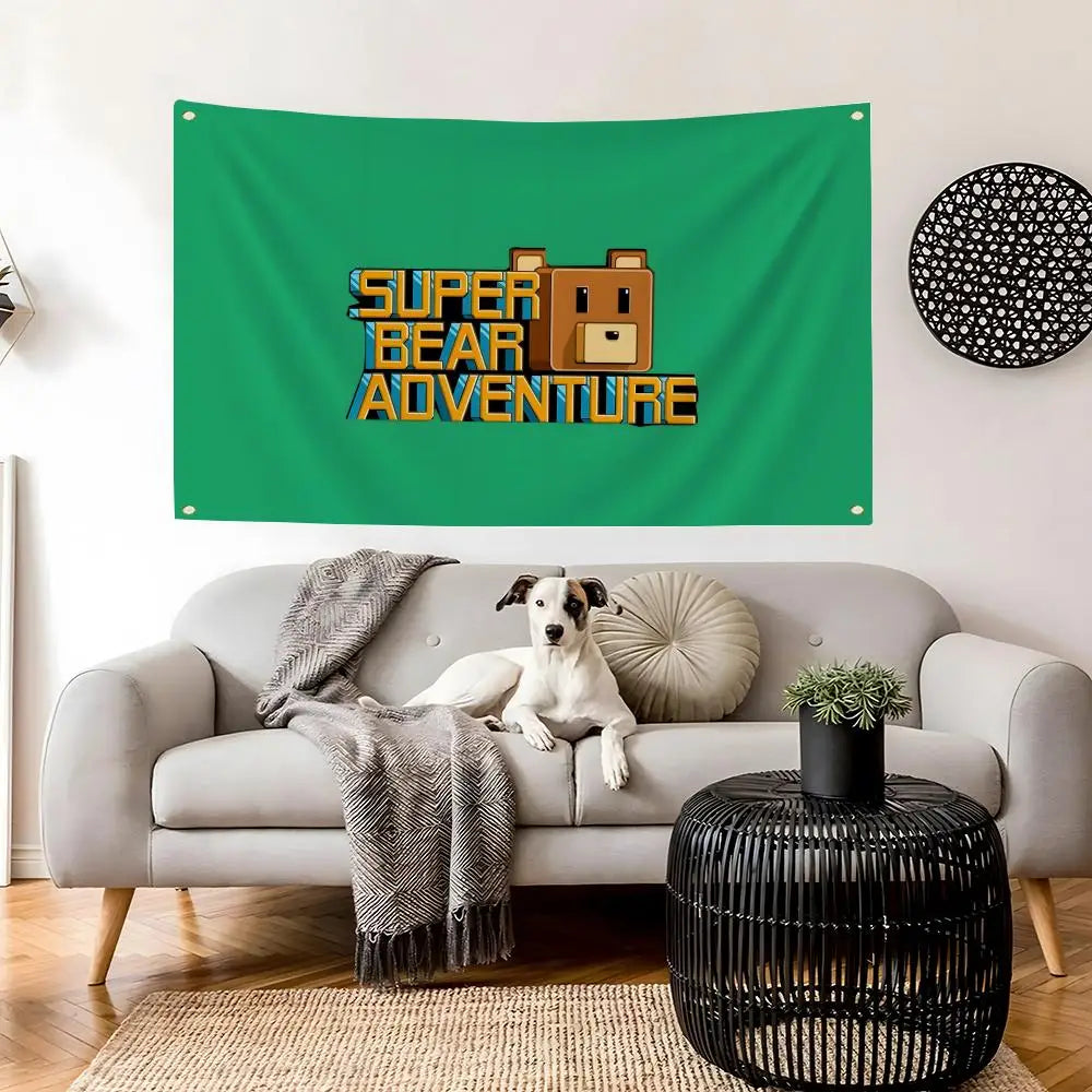 Super Bear Adventure Game Flag – Wall & Outdoor Banner Decor Wall Banner Flag Axl