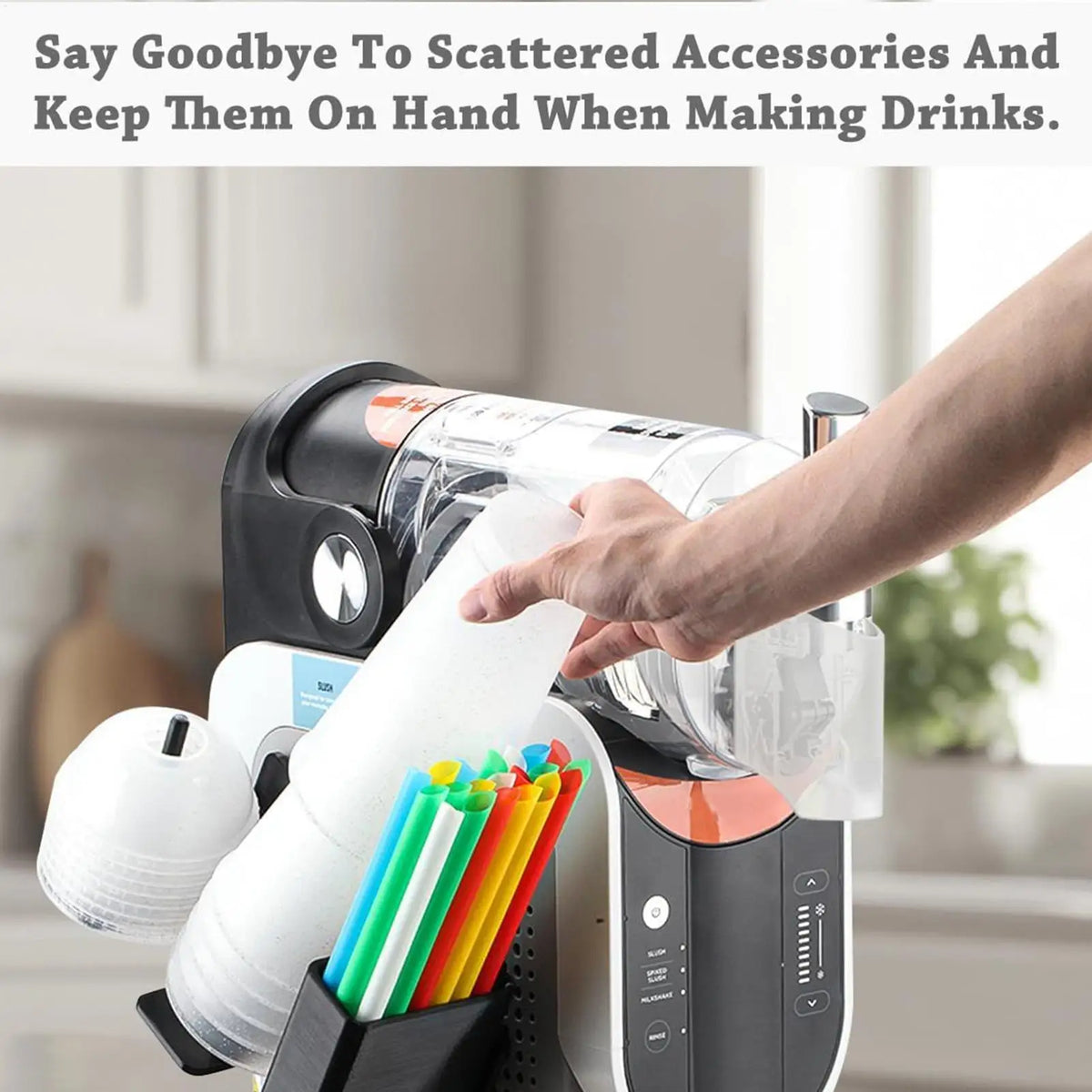 Side-Mounted Cup Lid Dispenser & Straw Organizer Rack Counter Storage Rack Axl