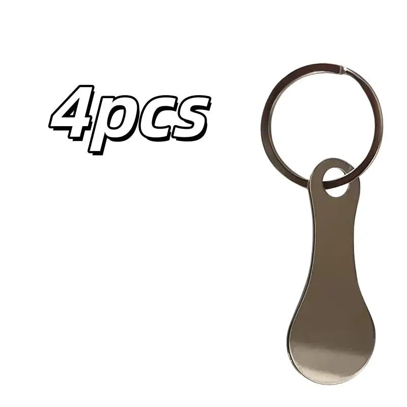 Stainless Steel Shopping Cart Token Key Ring – 2/4 Pack Trolley Token Key Ring Axl 4pcs