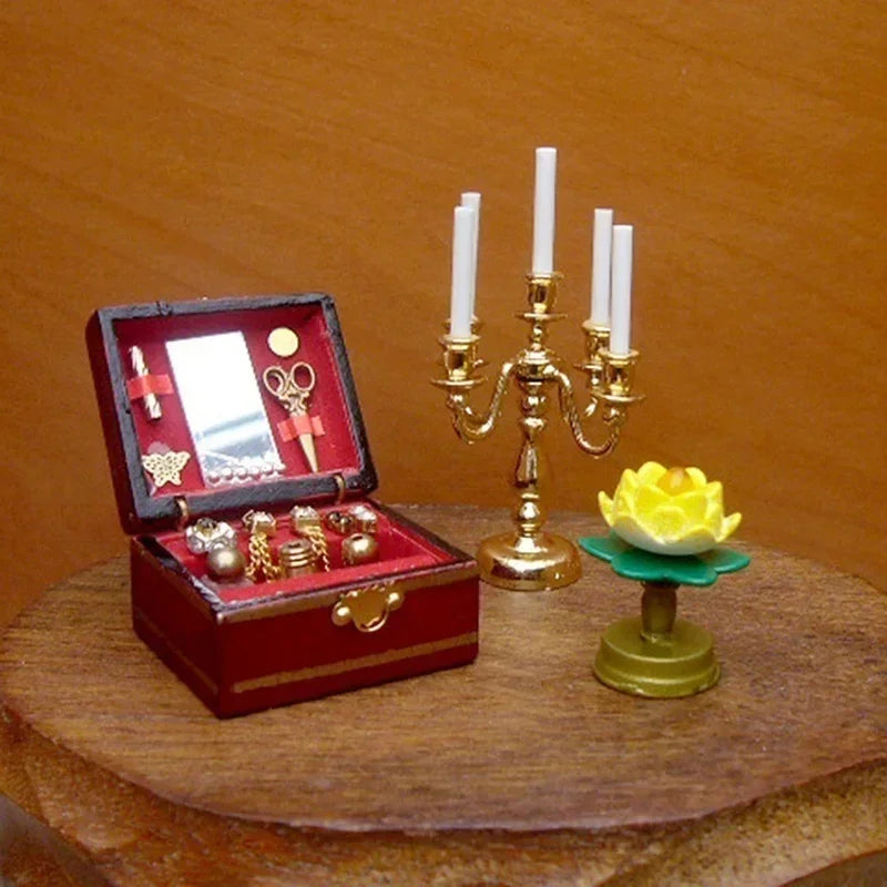 1:12 Miniature Wooden Jewelry Box – Retro Dollhouse Furniture Dollhouse Miniature Axl