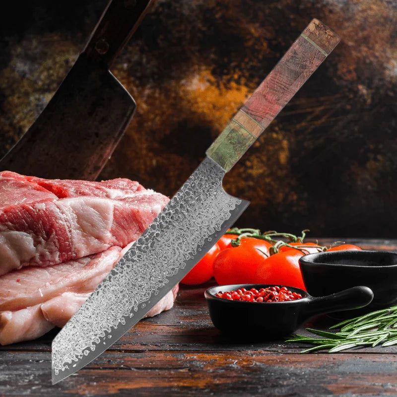 8-Inch Damascus Nakiri Chef Knife – 67-Layer Japanese VG10 Steel Damascus Chef Knife Axl