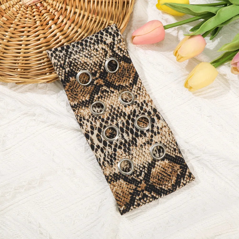 Punk Metal Hollow Headband – Leopard & Cashew Print Wrap Punk Hair Headband Axl Style 5