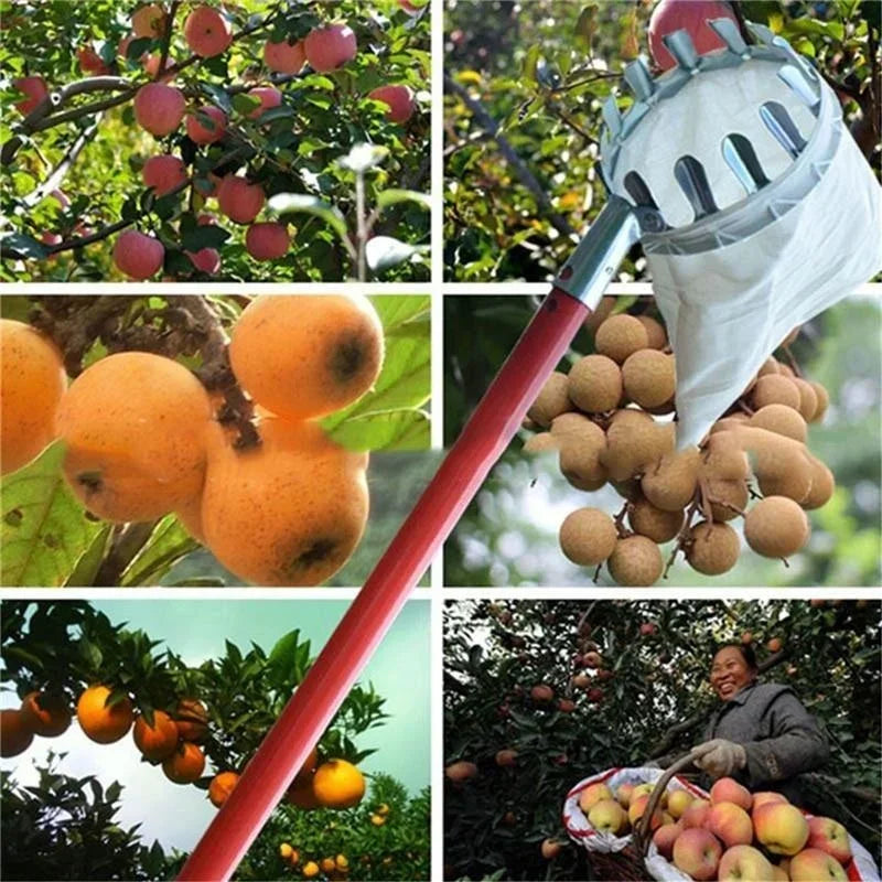 Metal Fruit Picker with Catcher Pouch – Apple, Peach & Pear Fruit Picker Tool Axl