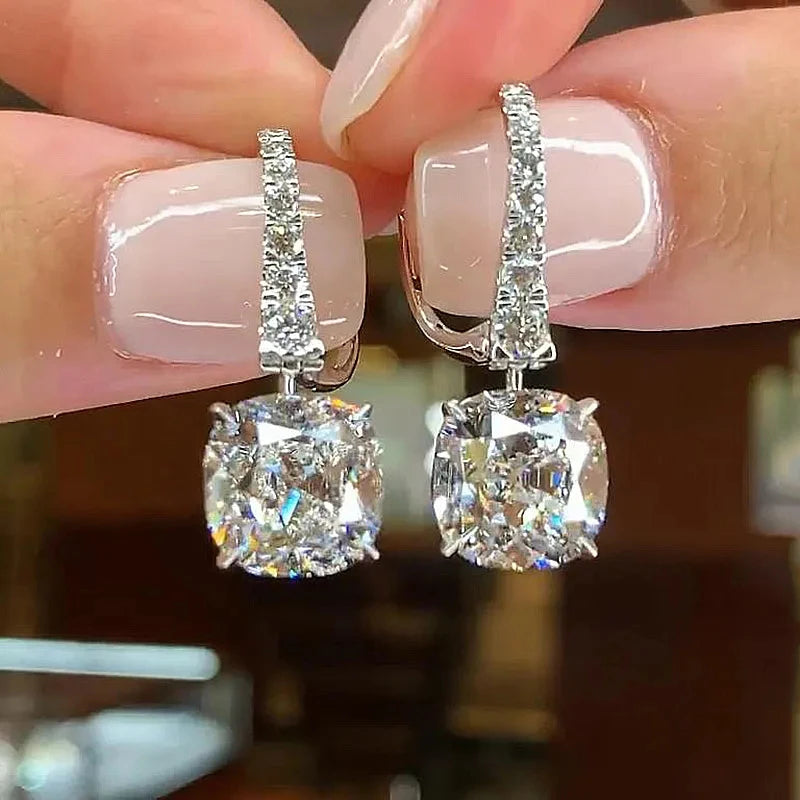 Huitan Cubic Zirconia Silver Dangle Drop Earrings for Women Drop Earrings Axl E2971