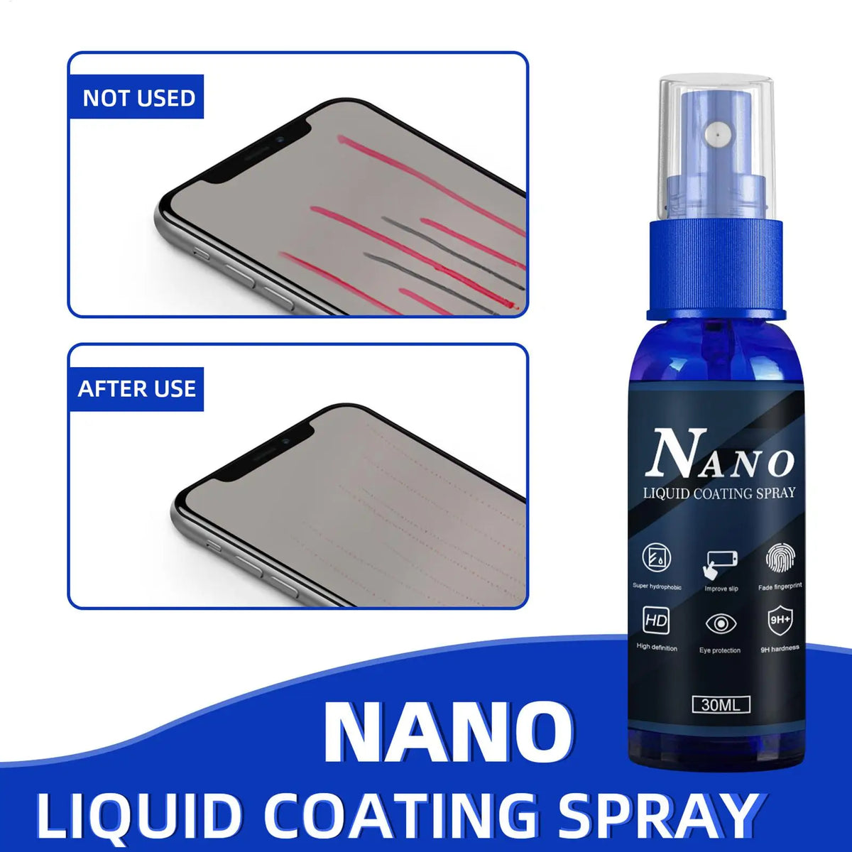 Liquid Screen Protector Spray – Hydrophobic Oleophobic 30ml Screen Protector Spray Axl