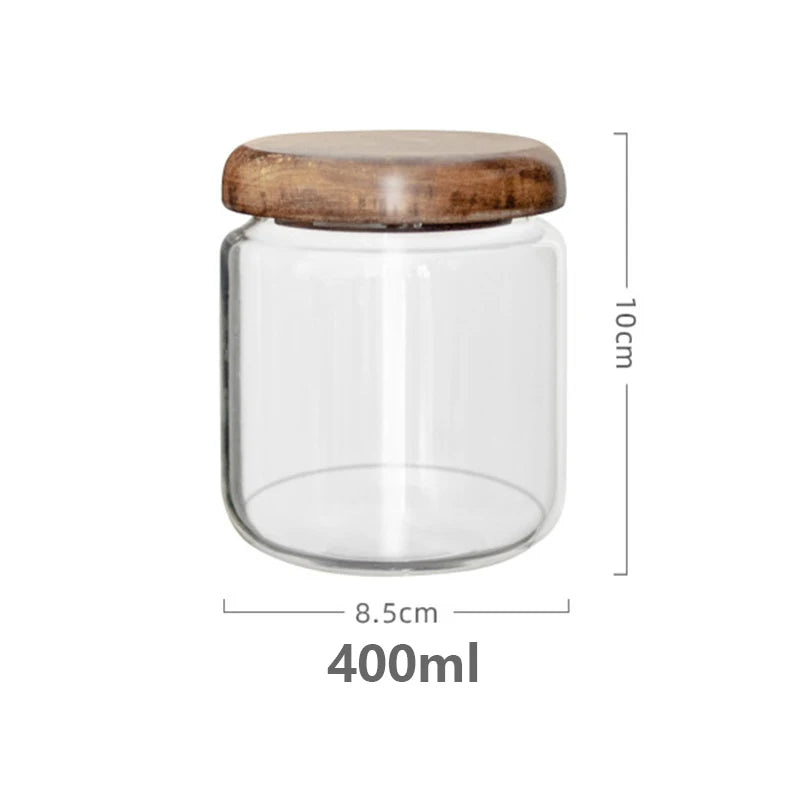 KEMORELA Glass Storage Jar with Acacia Wood Lid | Airtight Canister Glass Storage Jar Axl M