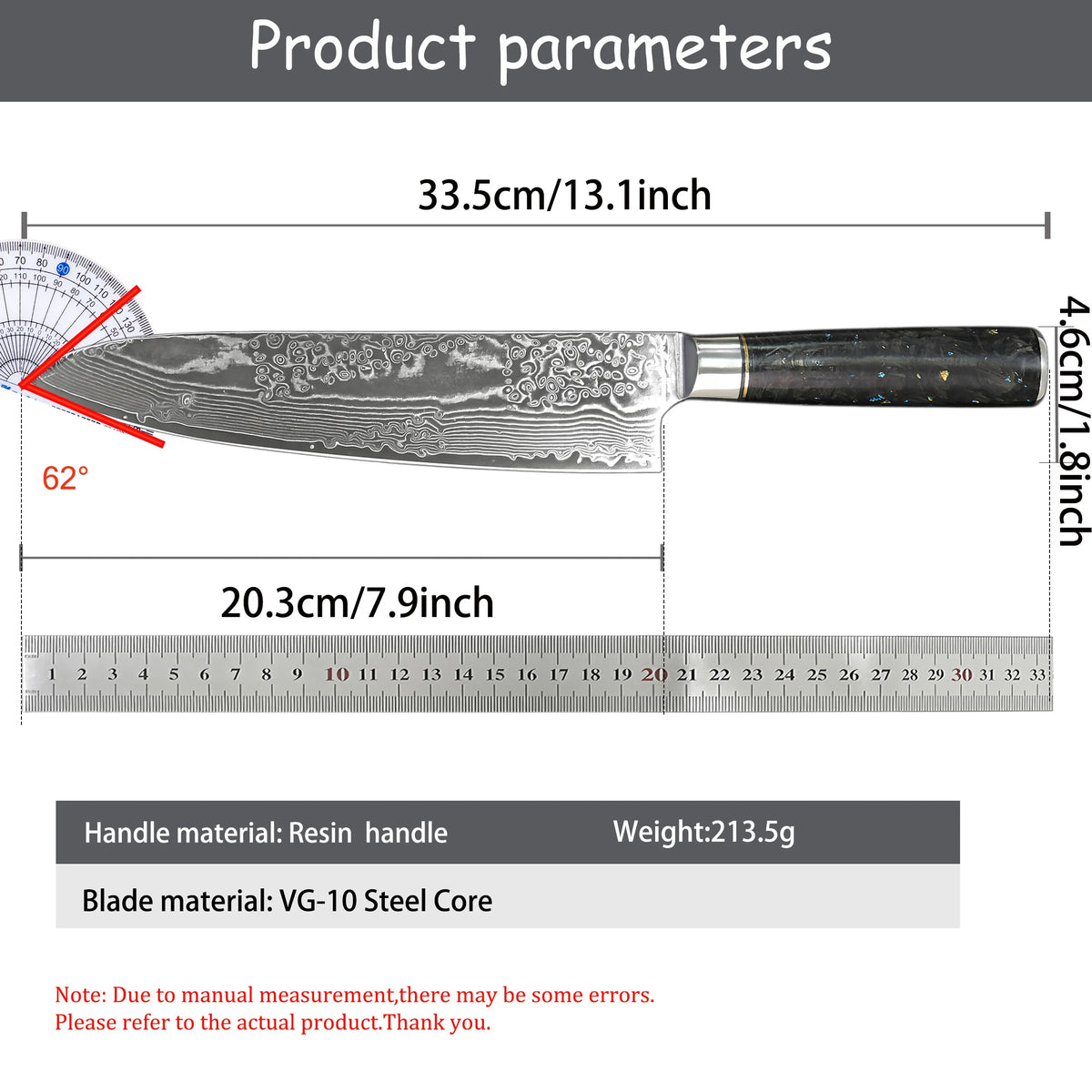 67-Layer Damascus Chef Knife – 8" Gyuto Kitchen Blade Damascus Chef Knife Axl