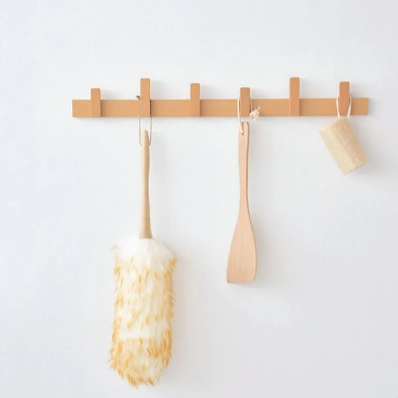 Wooden Wall-Mounted Coat Rack – 8-Hook Pine Clothes Hanger Wall-Mounted Coat Rack Axl
