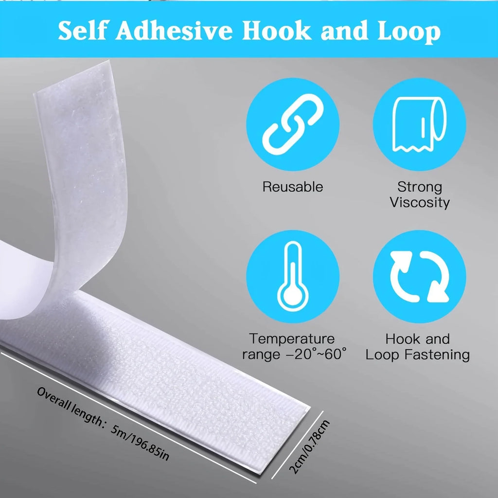 Self-Adhesive Hook & Loop Fabric Double-Sided Tape | DIY Hook & Loop Tape Axl