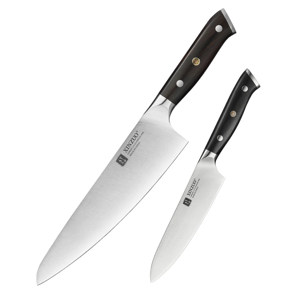 XINZUO Yu 8-Piece Knife Set | 1.4116 Steel & Ebony Handle Kitchen Knife Set Axl 2pcs Knife Set