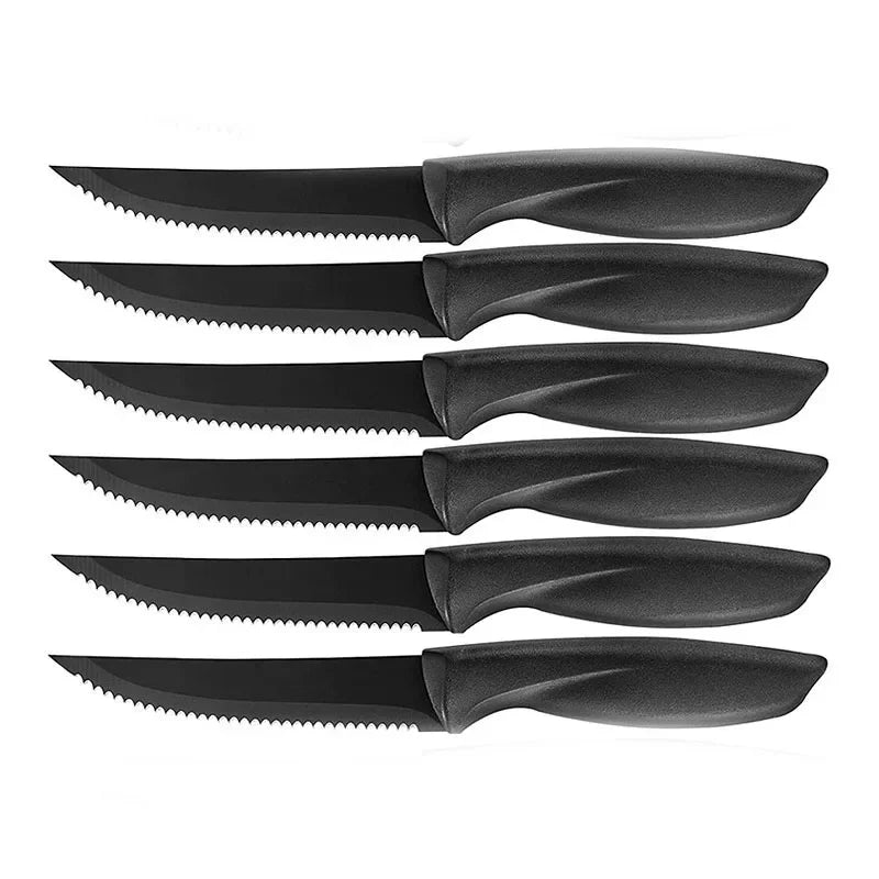 YRIDEFE Serrated Steak Knife Set – Stainless Steel 2/4/6/8 Pc Steak Knife Set Axl 6pcs