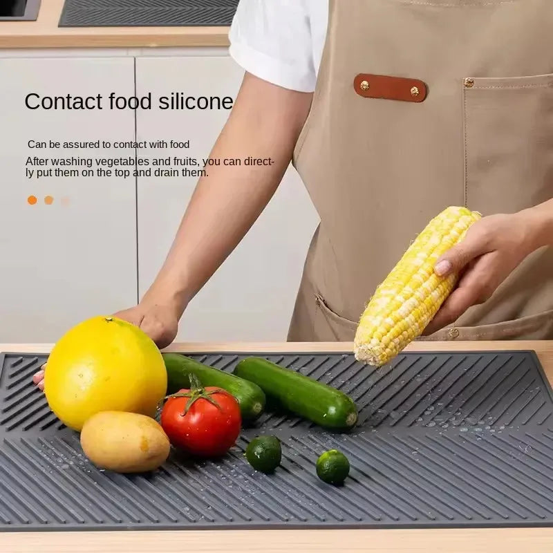 Silicone Dish Drying Mat – Non-Slip Heat-Resistant Drain Pad Kitchen Drying Mat Axl