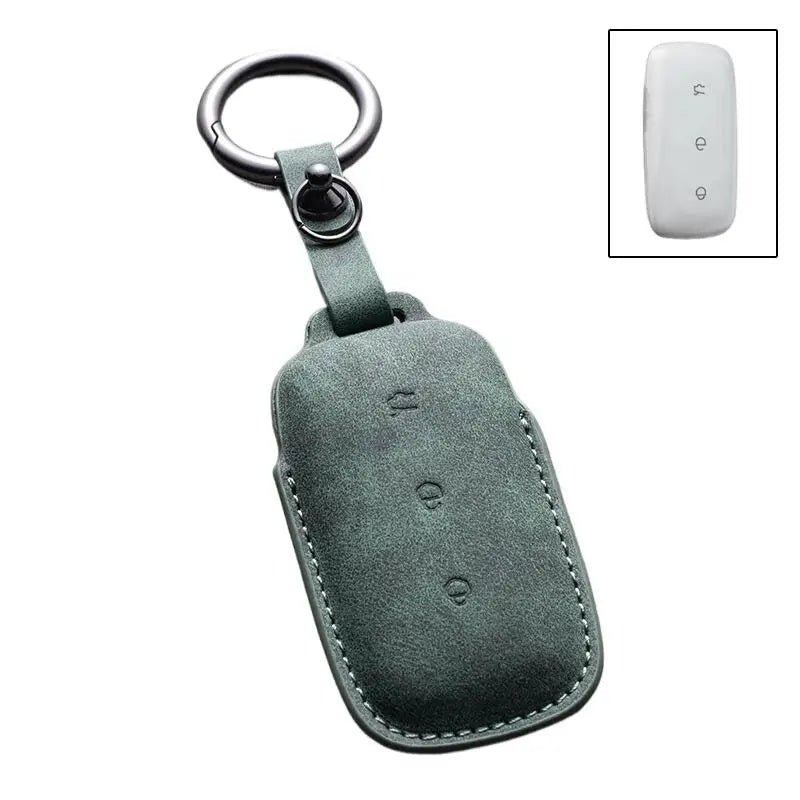 PU Leather Key Case Cover – Geely Galaxy EX5 & Proton EMas 7 Car Key Cover Axl Green ring