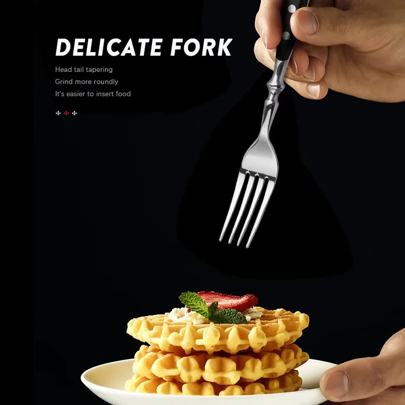 Stainless Steel Dinner Fork – Black Polka Dot, Dishwasher Safe Dinner Fork Axl