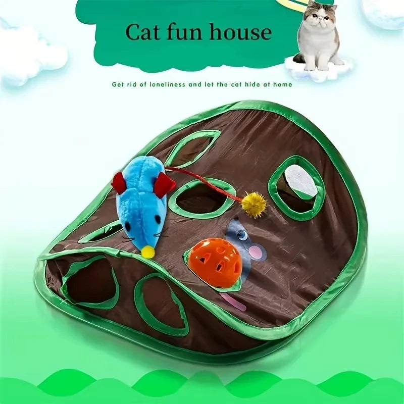 KEMORELA Cat Tunnel Toy – 9-Hole Foldable Hide & Seek Game Cat Tunnel Toy Axl