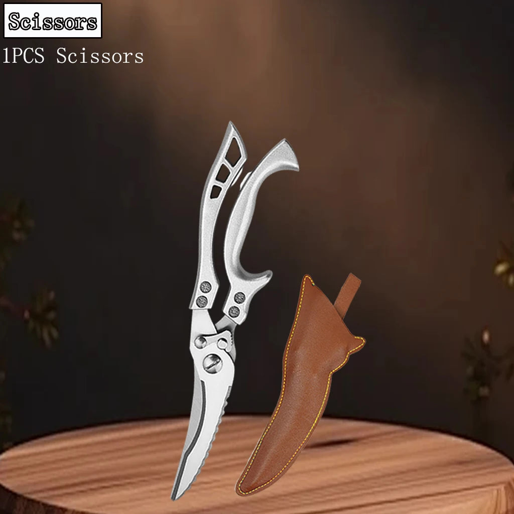WXCOO Chef Knife Set 1-4PCS | Forged Stainless Steel Knives Kitchen Knife Set Axl Scissors