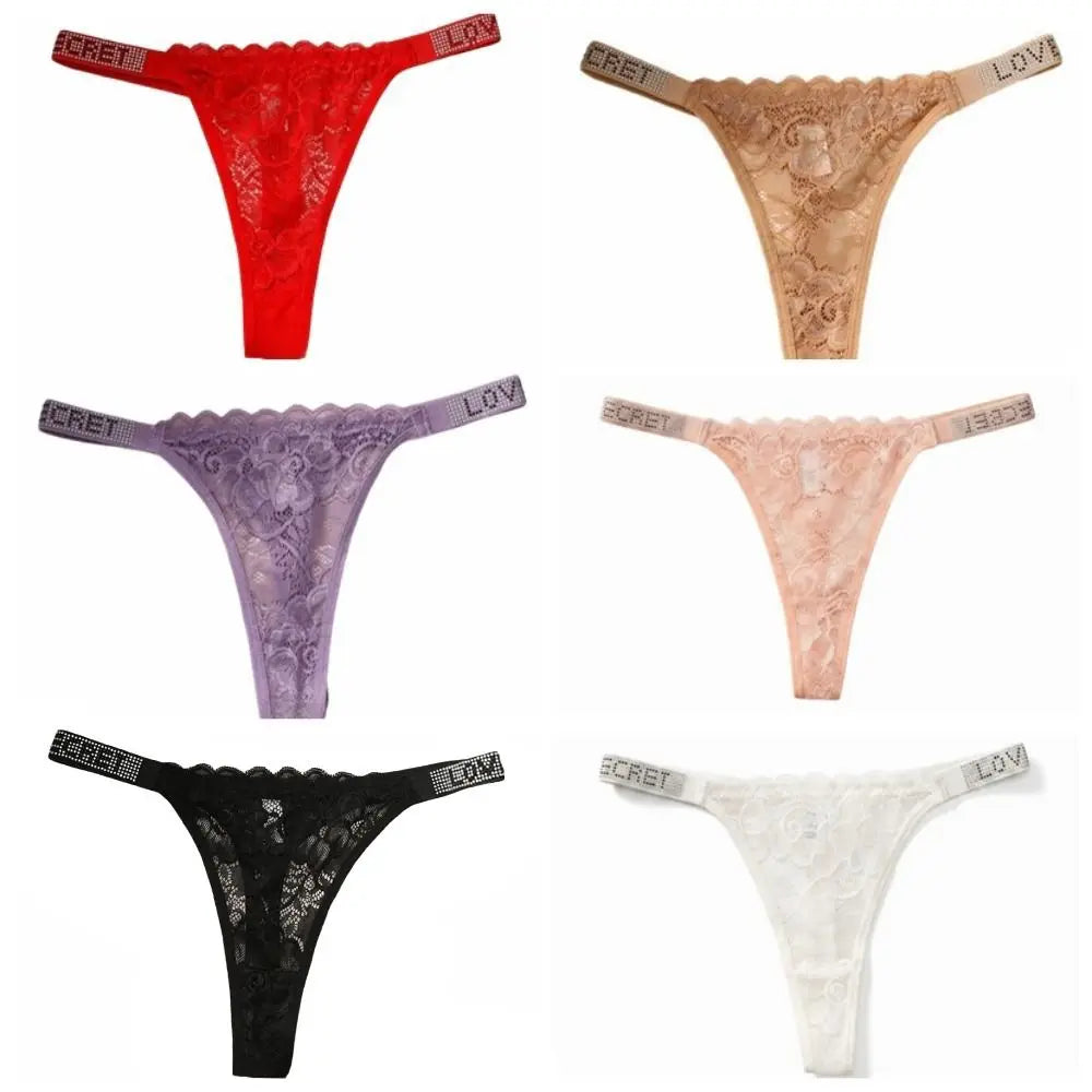 Women's Lace Thong Panties – Seamless Mid-Rise T-Back Lace Thong Panties Axl
