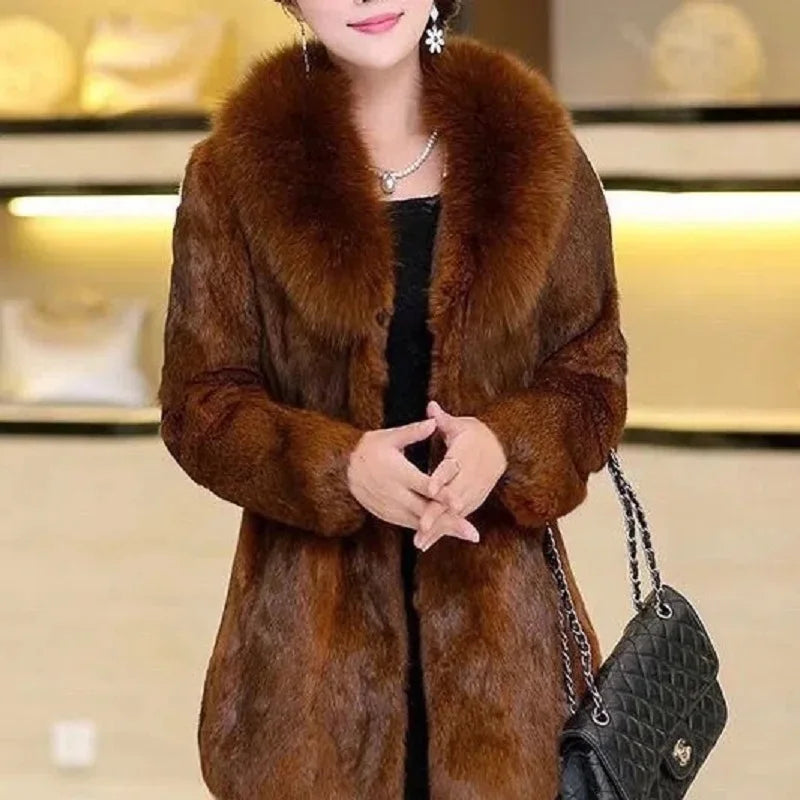 Women's Oversized Faux Fur Coat V-Neck Jacket | Sizes M–6XL Faux Fur Coat Axl