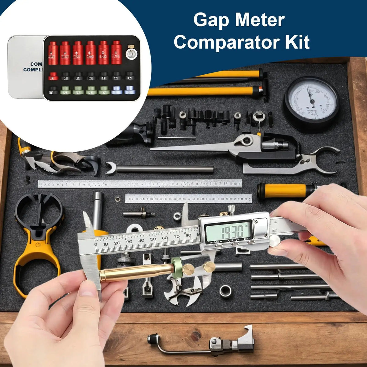 Bullet & Headspace Gauge Comparator Kit – 14 Inserts, 6 Bushings Reloading Comparator Kit Axl