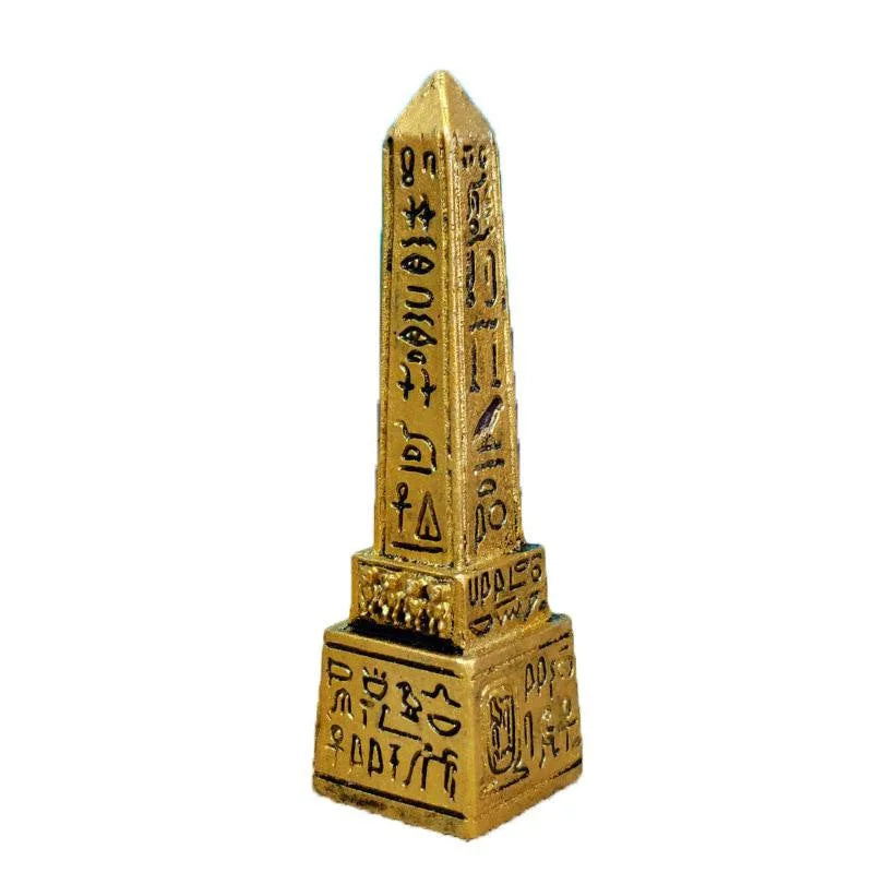 Mini Egyptian Obelisk Statue – Antique Resin Figurine Decor Decorative Figurine Axl tan