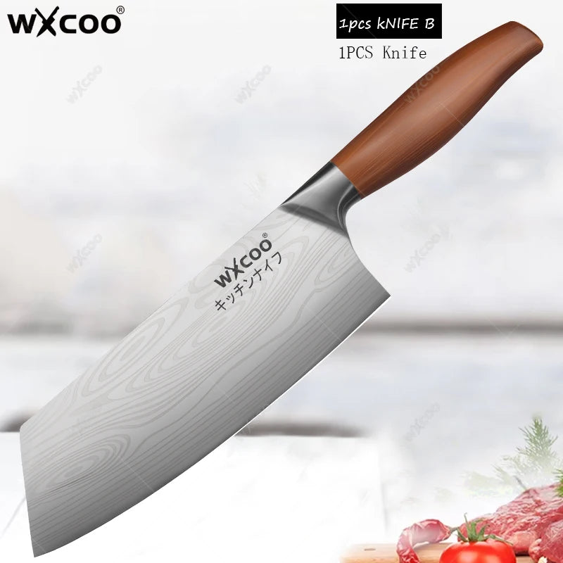 WXCOO Professional Chef Knife Set – Sharp Stainless Steel Kitchen Kitchen Knife Set Axl Knife B
