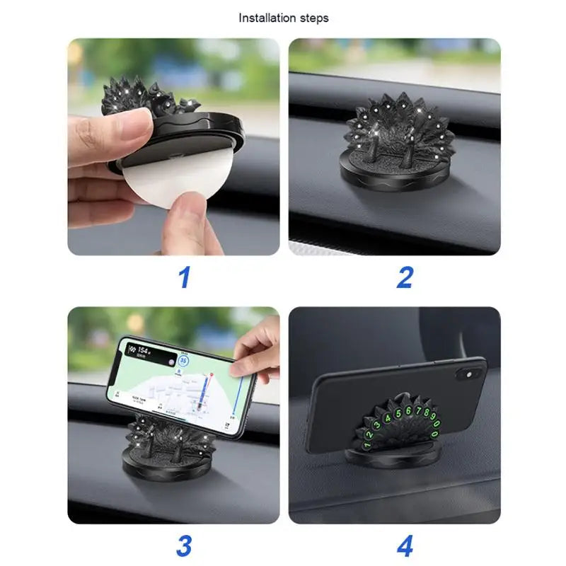 Peacock Rhinestone Car Phone Holder & Parking Number Plate Car Phone Holder Axl
