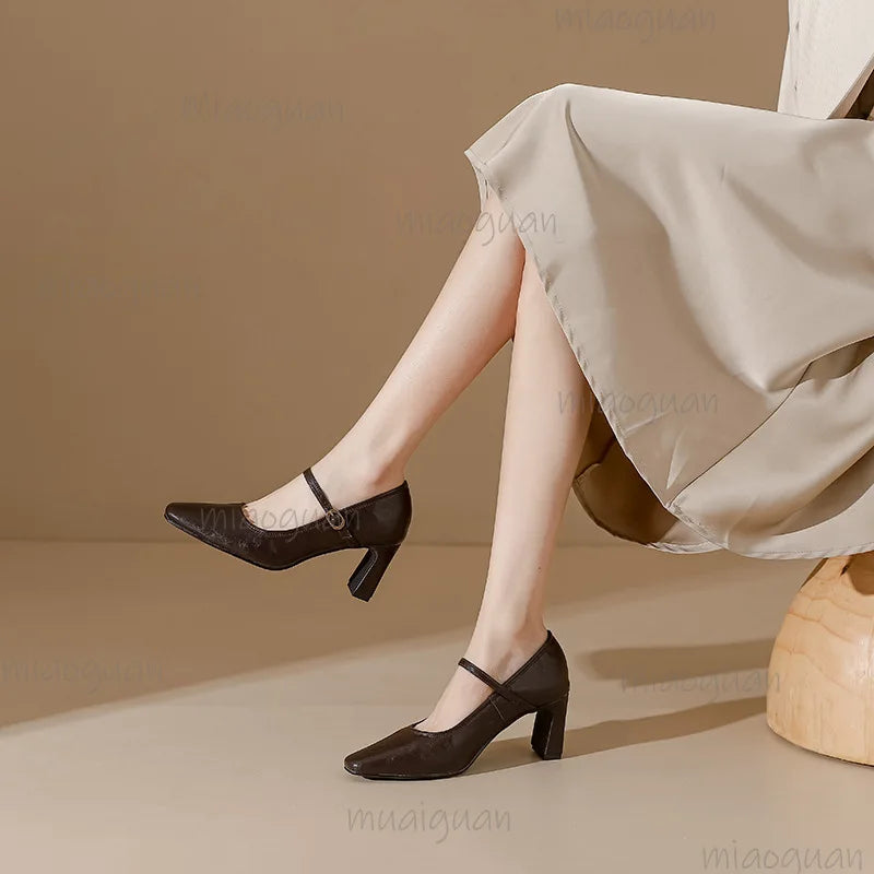 Women's Mary Jane Pumps – Square Heel Buckle Strap Heels Mary Jane Pumps Axl