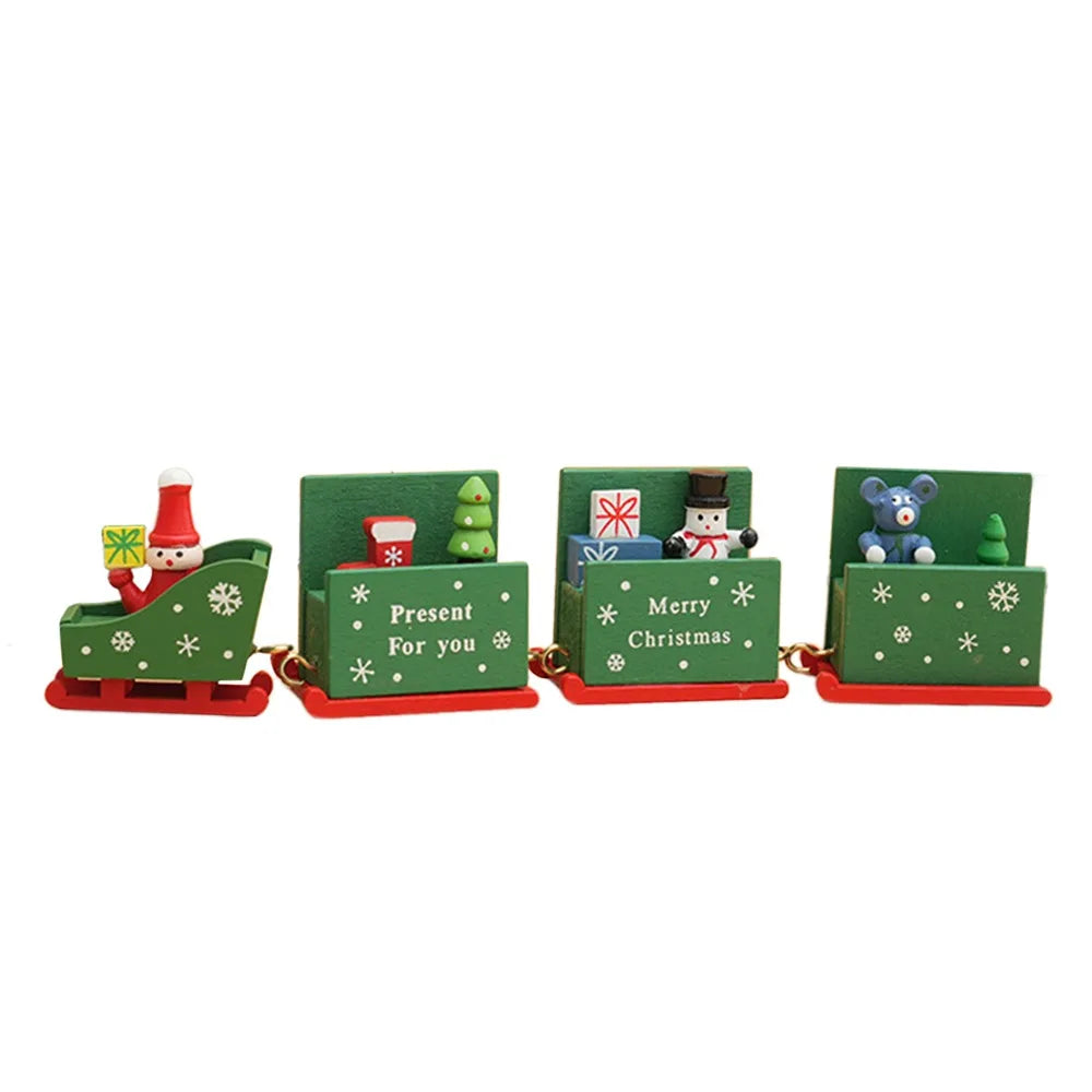 Wooden Christmas Train Decoration – Multicolor Cartoon Animal Christmas Wood Decor Axl 186L