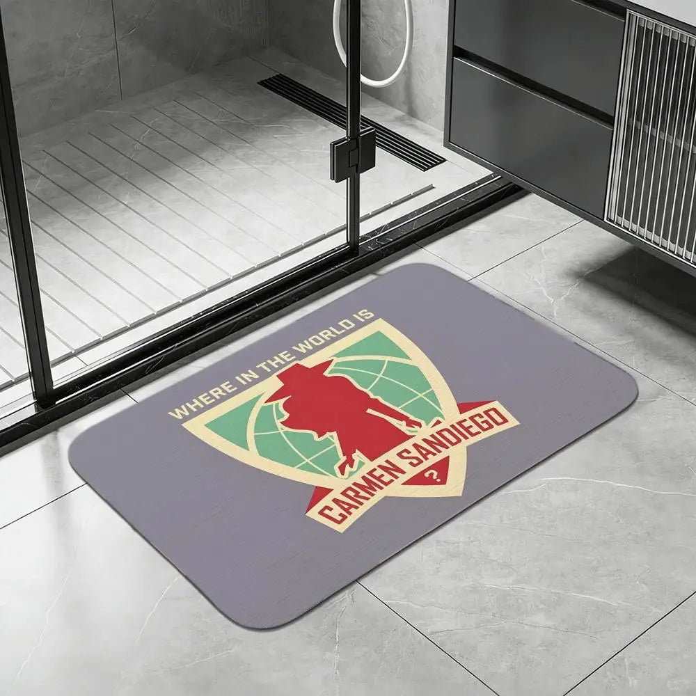Diatomite Bath Mat – Quick Dry Anti-Slip Anime Carmen Sandiego Diatomite Bath Mat Axl White3 30x45cm