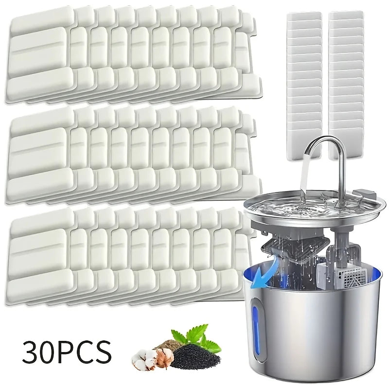 KEMORELA Cat Water Fountain Filter Replacement – 15 or 30 Pack Pet Fountain Filter Axl 30pcs No plug