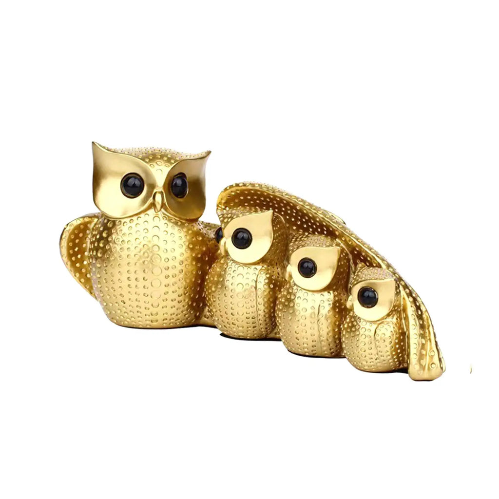 Family of Four Owl Statue – Resin Bird Figurine Home Decor Decorative Figurine Axl