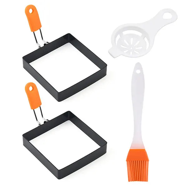 Square Egg Rings 4" – Non-Stick Stainless Steel Pancake Molds Egg Cooking Rings Axl 4pcs