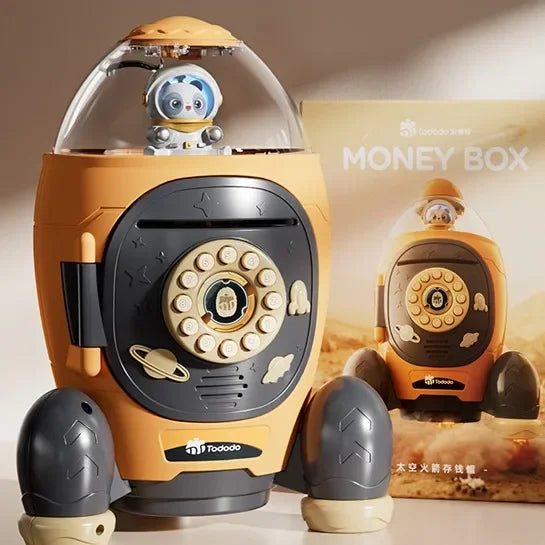 Kids Rocket Piggy Bank – Password Lock & Planet Light Projector Kids Piggy Bank Axl A Projection
